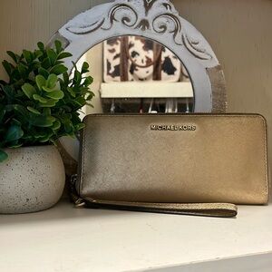 Michael Kors Gold Saffiano Leather Wallet